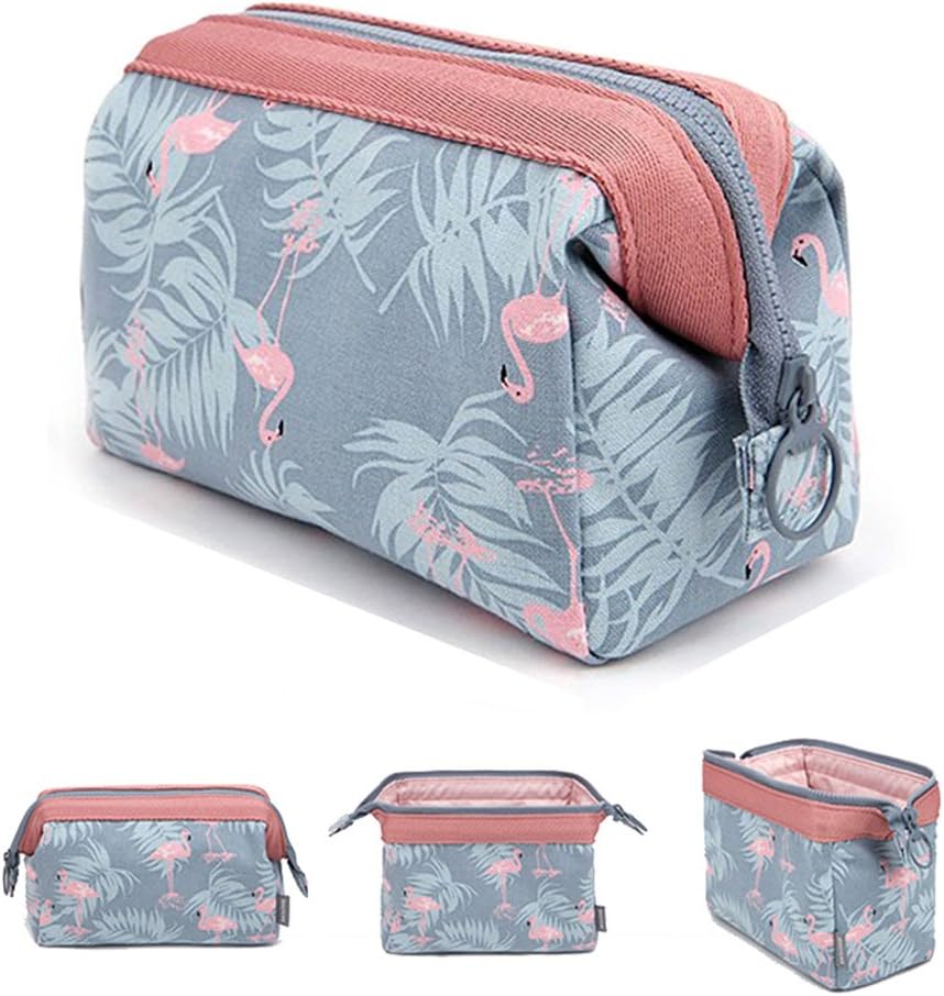 Makeup Bag Travel Cosmetic Brush Pouch Multifunctional Portable Toiletry Kit Organizer(A:flamingo)