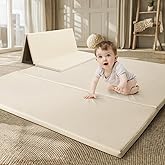 Foam Baby Play Mat: PU Leather Waterproof Kids Trifold Floor Playmat - Large Play Mat for Playpen Fodable Mattress Soft Toddler Mattress Infant Cushion for Preschool