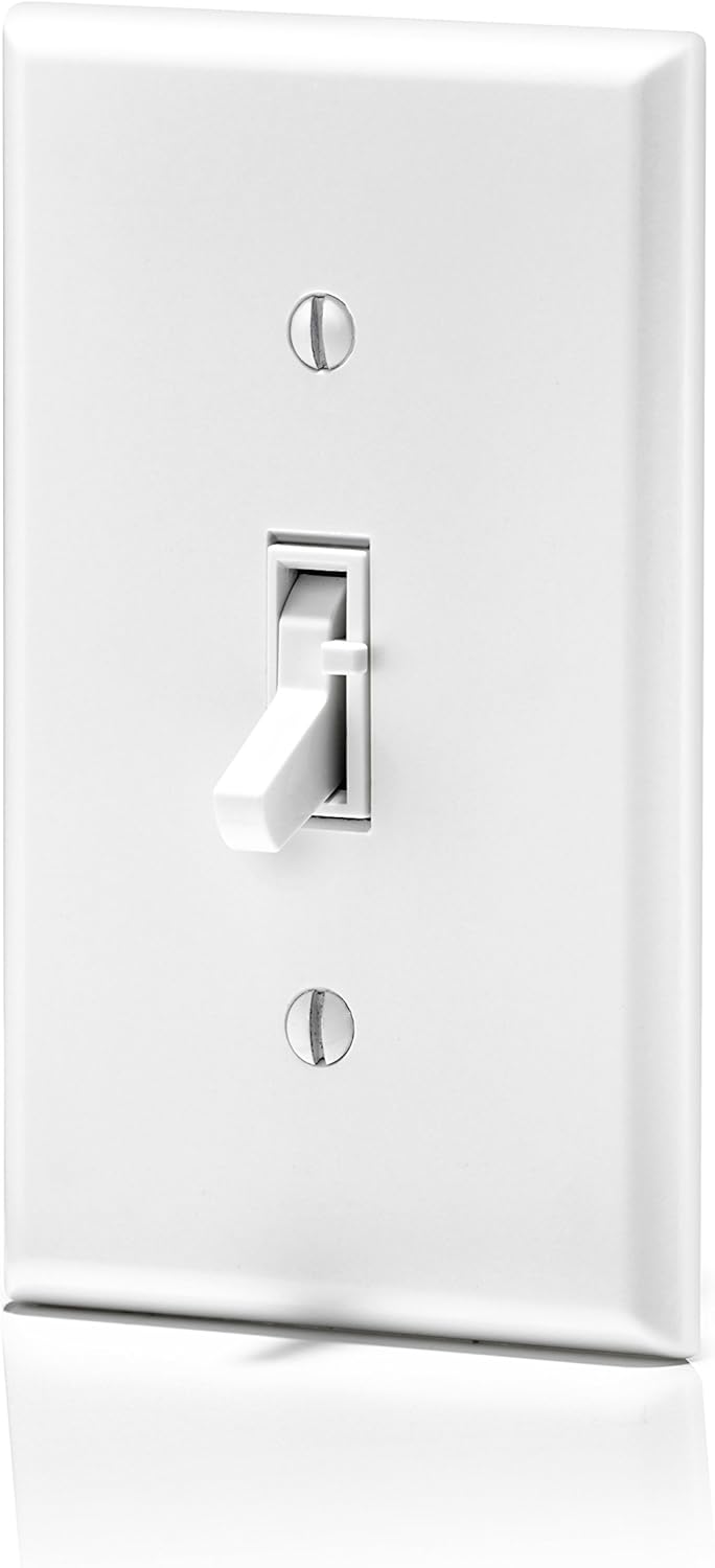 Leviton TSL06-1LW Toggle Slide Universal Dimmer, 300W Dimmable LED & CFL, 600W Incandescent & Halogen For Single Pole Or 3-Way, with Locator Light, White, 1 Pack - - 