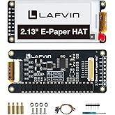 LAFVIN 2.13 Inch E-Ink Display HAT 250x122 SPI E-Paper Module with Tutorial | Compatible with Raspberry Pi Arduino ESP32, Ultra Low Power Black White Screen, Partial Refresh Support, No Backlight