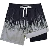 TUONROAD Boys Swim Trunks with Compression Liner Boardshort Quick Dry 7-18T