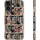 Goodon for iPhone 17 Case Cute,Aesthetic Vintage Bookshelf with Floral,Compatible with Magsafe,Trendy Wildflower Unique Cool Retro Coquette Slim Silicone Phone Cover for Women Girls