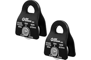 GM CLIMBING Micro Prusik Minding Pulley 25kN CE UIAA Certified 12mm Single Pulley Mobile Side Plates for Arborist Rigging Climbing Rescue