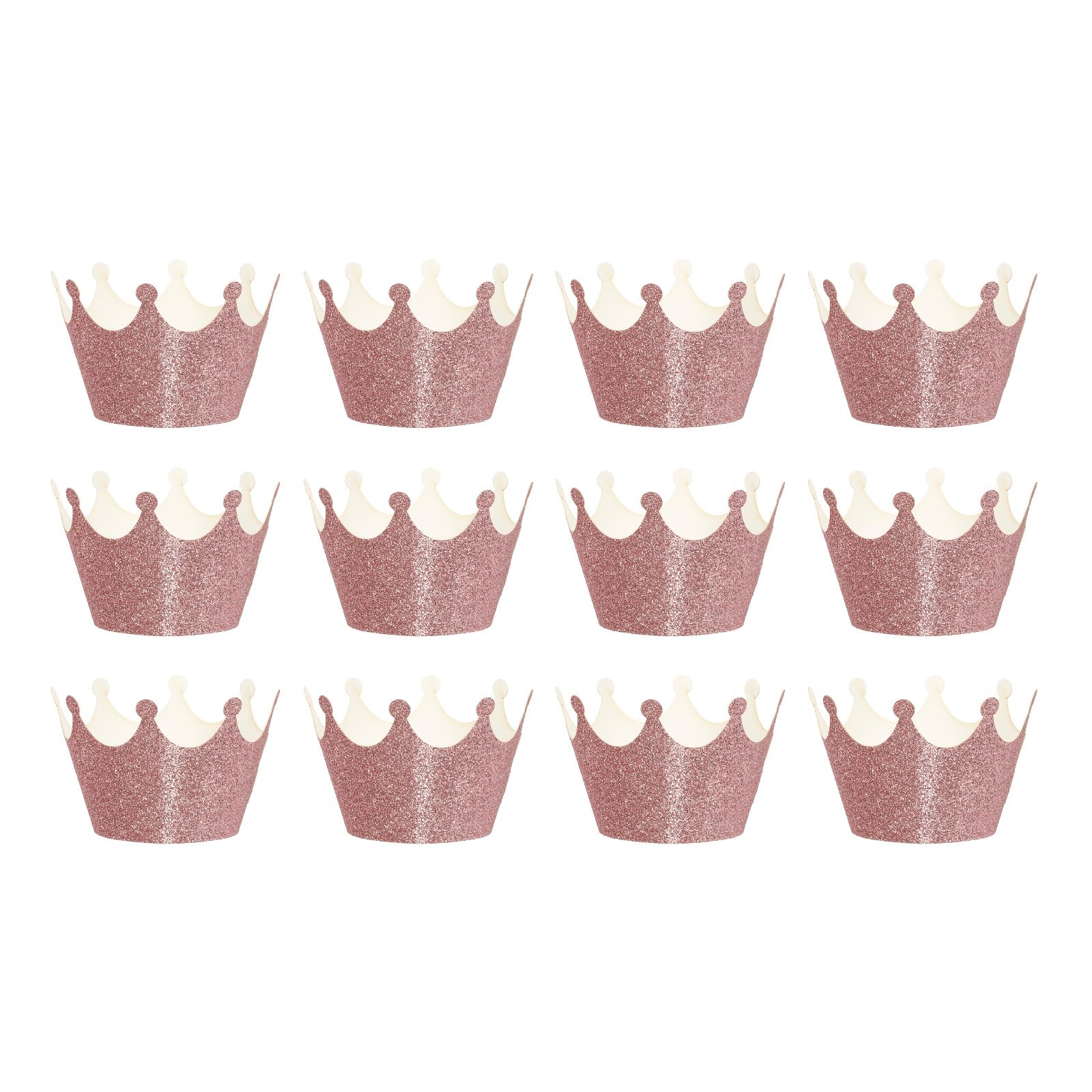 M METERXITY 12 Pack Cupcake Wrappers Paper - Muffin/Cake Liners Holders Baking Cups Crown Decorative Liners, Apply to Weddings Birthdays (Pink)