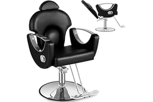 Hicomony Barber Chair Salon Chair for Hair Stylist Beauty Reclining Salon Chair 360 Degrees Swivel Hair Chair Adjustable Height Styling Chair for Salon Home Barbershop Shampoo