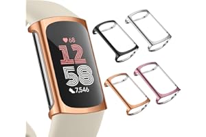 [4 Pack] Vancle Case for Fitbit Charge 6/5 Protector, Soft TPU Full Around Protective Cover Bumper for Fitbit Charge 6/5 Smar
