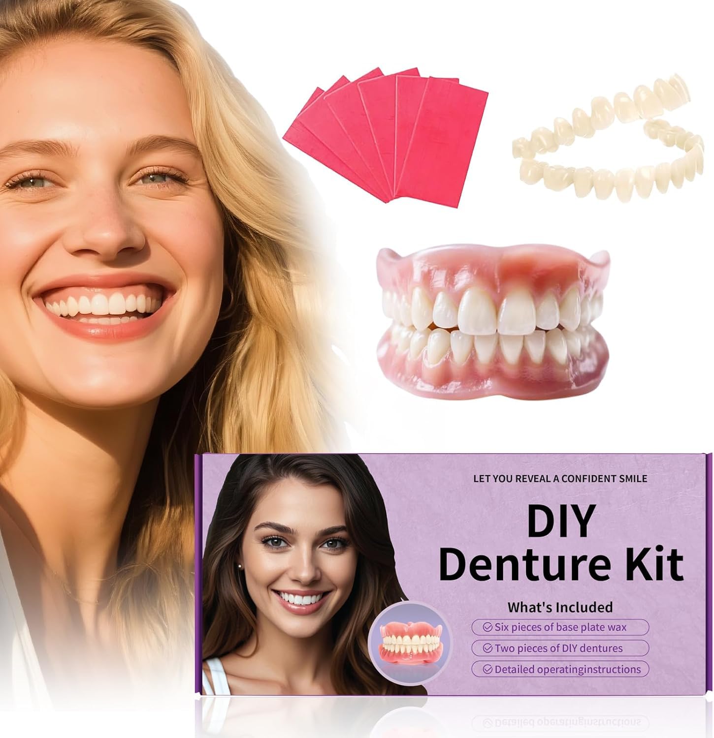 Photo 1 of at-Home DIY Denture Kit: Full Set of Upper & Lower False Teeth for DIY Smile Transformation-ZZ2