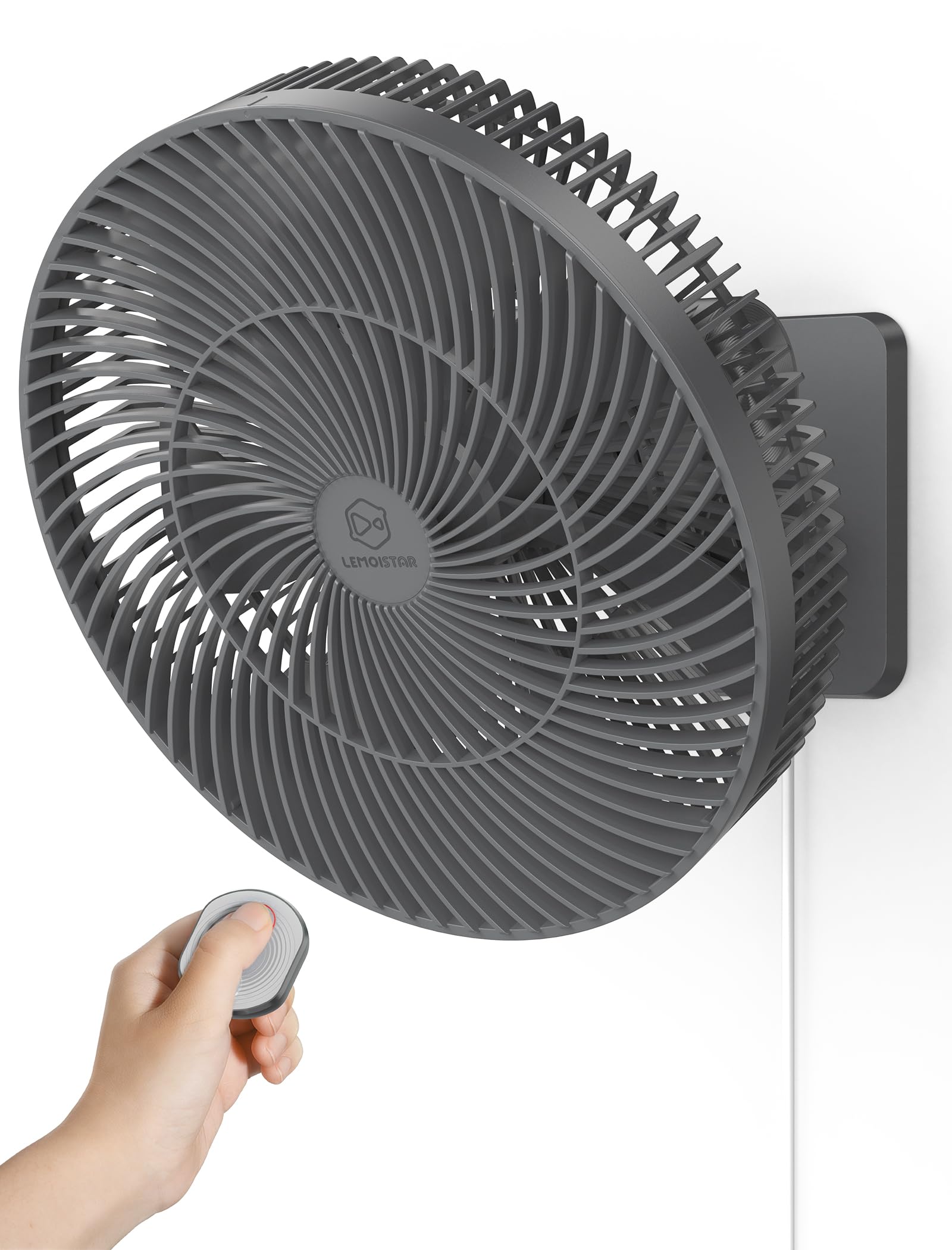 Photo 1 of 12" Wall-Mounted Oscillating Fan with Remote & Timer, Compact Bedroom/RV Fan - 4 Speeds, Quiet 90°Rotation, Adjustable Tilt, 8.2 ft Cord for Bathroom & Home Cooling, Include Adapter, Easy to Clean