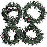 Toyvian 4pcs Dollhouse Ornaments Mini Houses Micro Toys Christmas Tree Ornaments Mini Wreaths with Lights Decorative Wreath 1: 12 Scale Christmas with Light Plastic