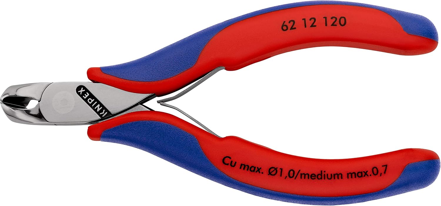 KNIPEX Electronics Oblique Cutting Nipper with Multi-Component Handles 120 mm, 62 12 120, Black - Image 4