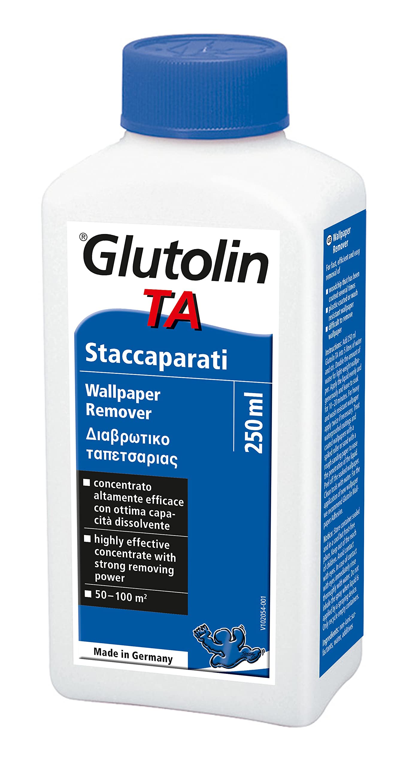 Glutolin TA Wallpaper Remover: Highly Effective Concentrate for Woodchip & Heavy Wallpapers, Fast Acting, Solvent Free, Odourless Solution with Biodegradable Surfactants, 250 ml