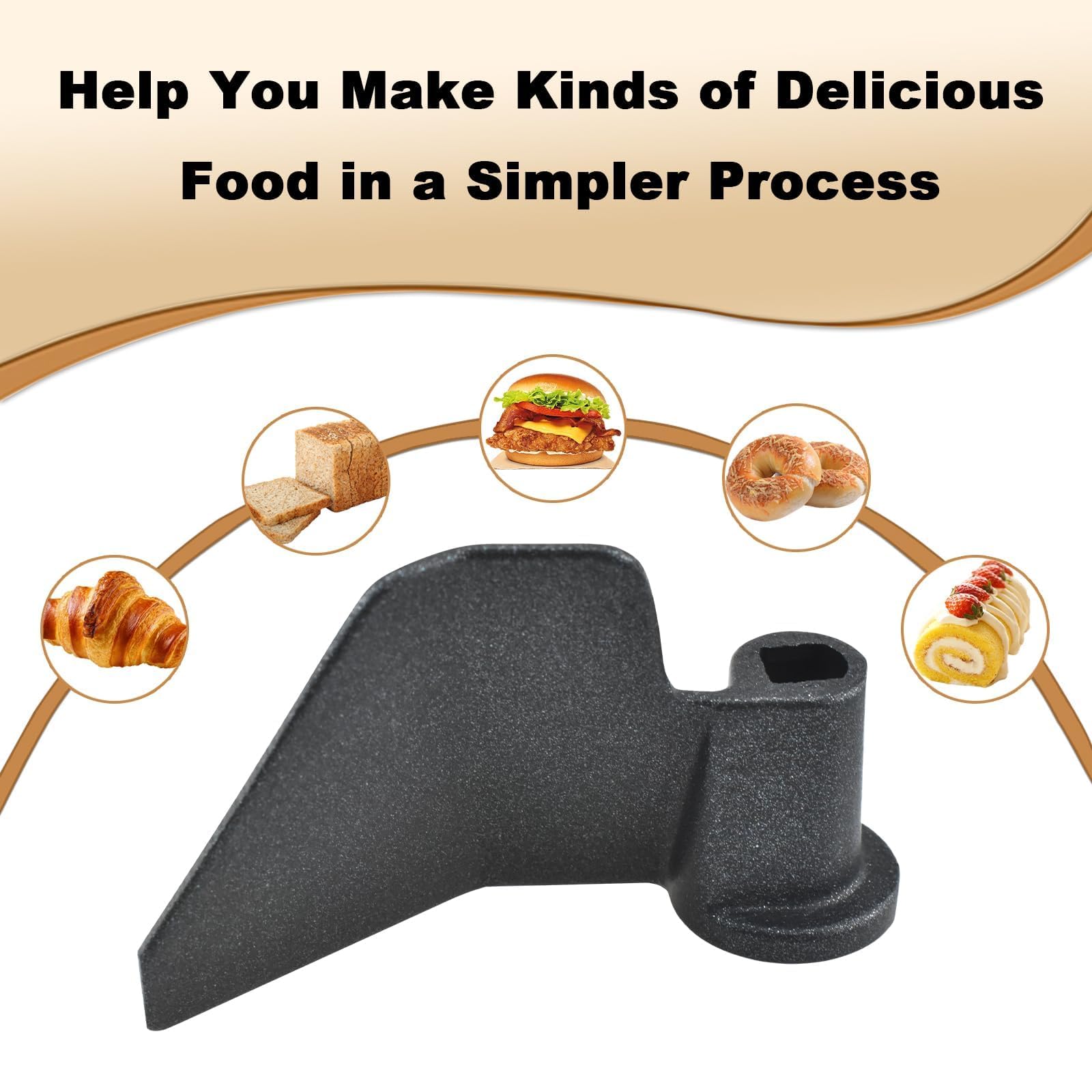 MARRTEUM 2 Pcs Bread Maker Kneading Paddle, Stainless Steel Non Stick Bread Machine Paddle Mixing Kneading Blade Replacement for Most Bread Maker (Black)