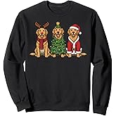 Retro Christmas Golden Retriever Santa Reindeer Dog Lover Sweatshirt