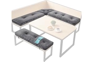 CRAURU 4 Piece Breakfast Nook Cushions Kitchen Corner Nook Cushion Set Shredded Foam Support 3 inch Thick Bench Seat Cushion 