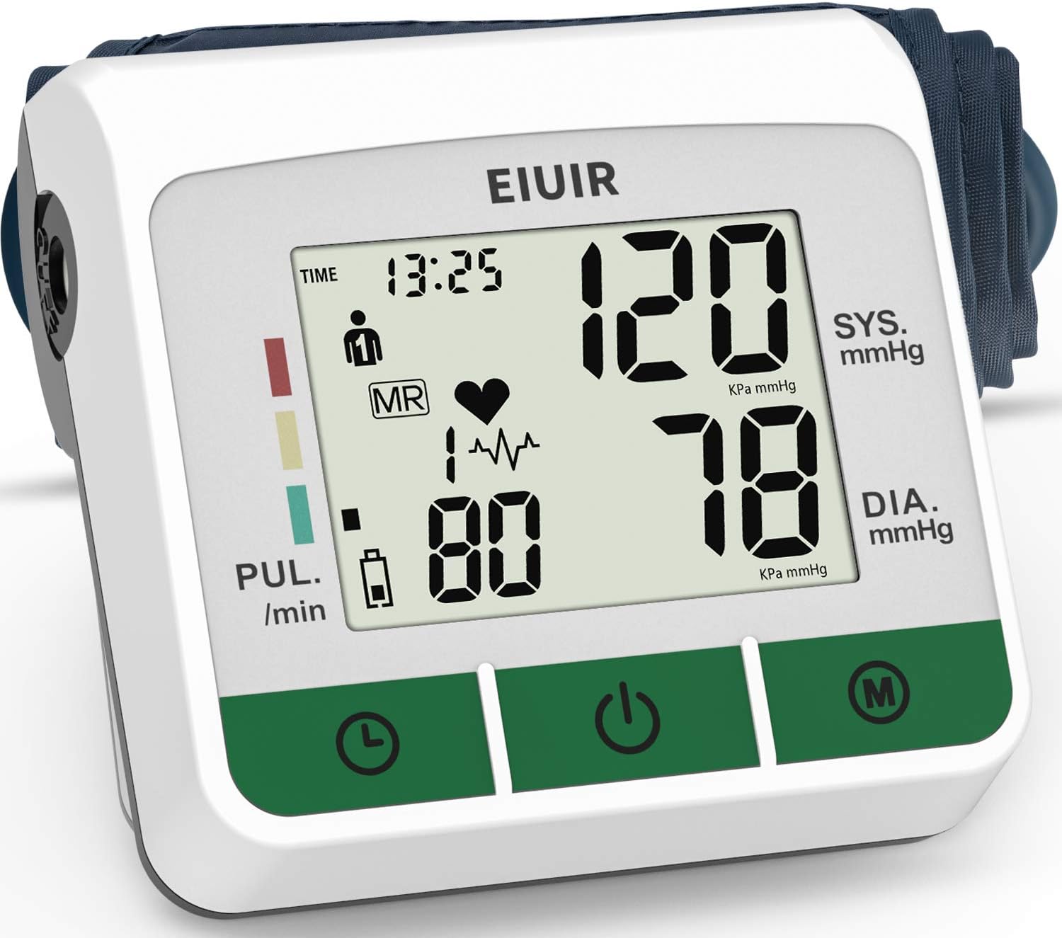 2021 Newest Upper Arm Blood Pressure Monitor Blood Pressure Machine Heart Pulse Rate Monitoring Meter with M Size Cuff 22-32 cm 2×120 Sets Memory LCD Display Screen for Home Office Use