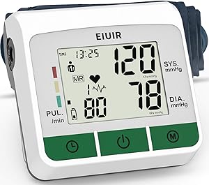 2021 Newest Upper Arm Blood Pressure Monitor Blood Pressure Machine Heart Pulse Rate Monitoring Meter with M Size Cuff 22-32 cm 2×120 Sets Memory LCD Display Screen for Home Office Use