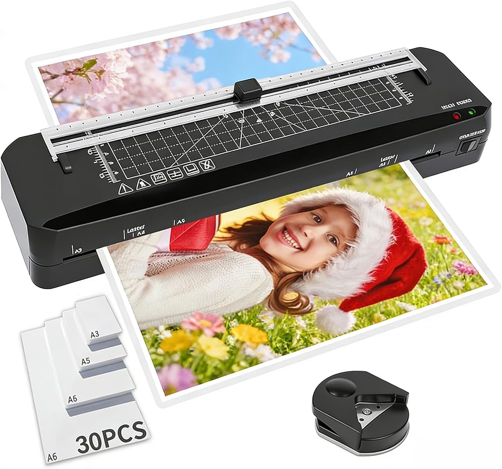 BAYGE A3 Laminator with Built-in Trimmer, 60-70s Warm-up, 30 Sheets