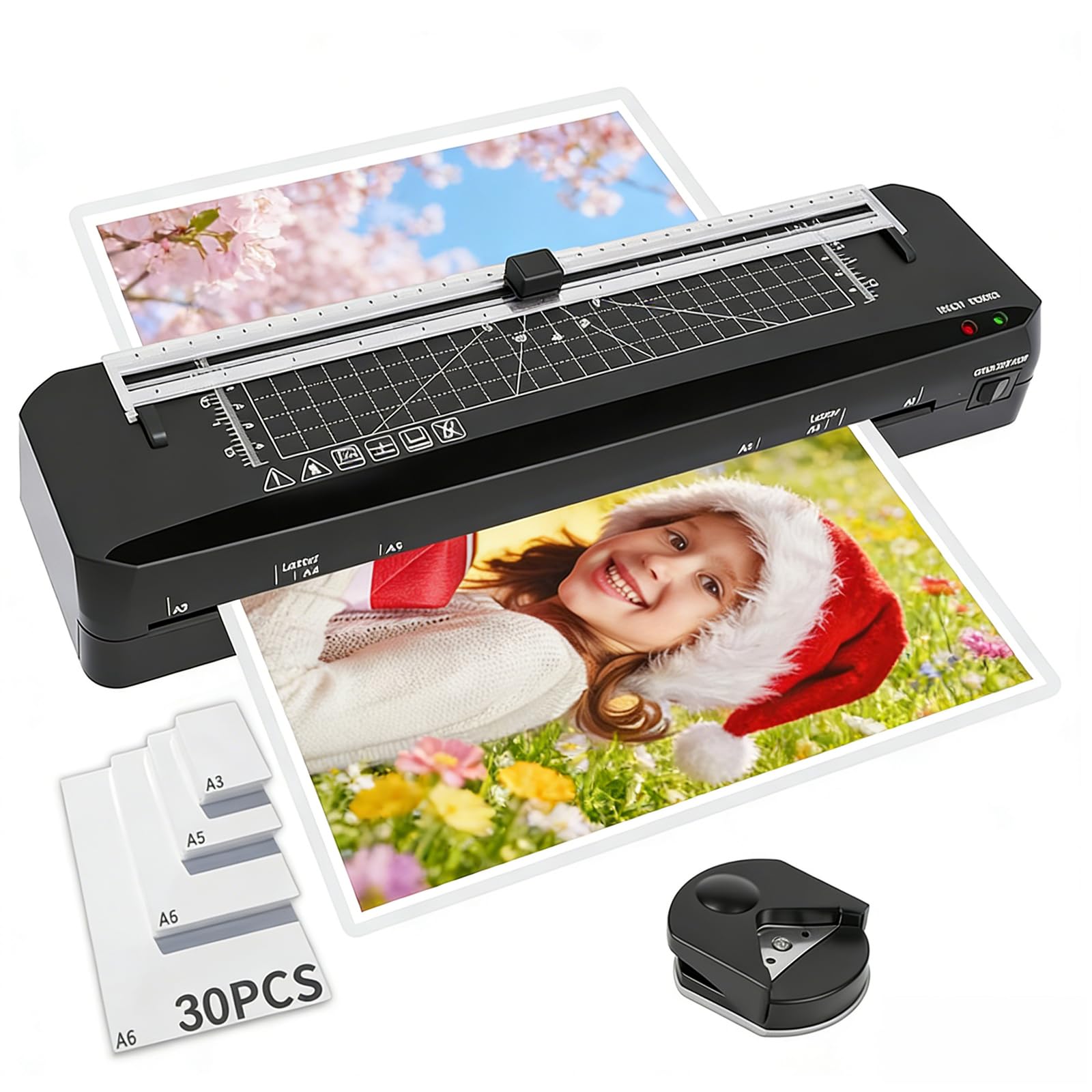 Laminator, A3 Laminator Machine with Built-in Trimmer, 70s Quick Warm-up, Cold and Thermal Laminating with 30 Laminating Sheets, Portable Laminating Machine for Home School Office