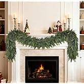 Treasborn Realistic Christmas Cedar Garland 6FT for Mantle Table Stairs, Soft Garland Real Touch for Christmas Home Decorations, Artificial Greenery Garlands for Indoor Outdoor Use