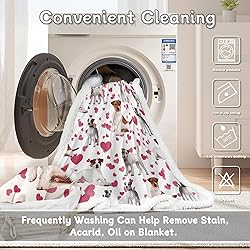 BlessLiving Red Hearts Dog Cat Print Plush Blanket