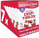 Kiddylicious Strawberry Crispy Tiddlers 7 Pack 4 x 7 Kids Snack 12+ Months