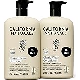 California Naturals Coconut Shampoo & Conditioner Set, Natural, Vegan, Cruelty, Silicone, Paraben, and Sulfate Free Shampoo, All Hair Types, 20 Fl Oz (Pack of 2), Classic Clean Coconut