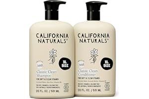 California Naturals Coconut Shampoo & Conditioner, Natural, Vegan, Cruelty, Silicone, Paraben, and Sulfate Free Shampoo, All Hair Types, 20 Fl Oz (Pack of 2), Classic Clean Coconut
