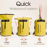 Earth Pak 35L Waterproof Backpack Roll-Top Yellow Front Pocket Phone Case view 6