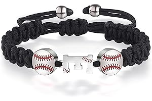 XOYOYZU Baseball Bracelets Gifts for Men Athletes Jersey Handmade Braided Adjustable Initial Letter Bracelets Personalized Gifts for Men