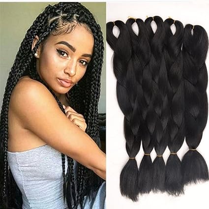 Amazon Com 3pcs Black Jumbo Braiding Hair Extensions Black
