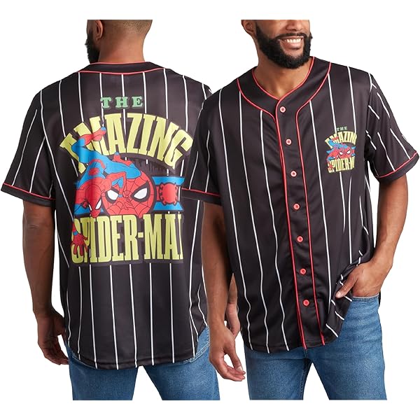 Maglia Baseball Uomo Batman DC Comics - Nera Con Bottoni, Tessuto A Rete, Vestibilità Relax, Taglie S-2XL - 2