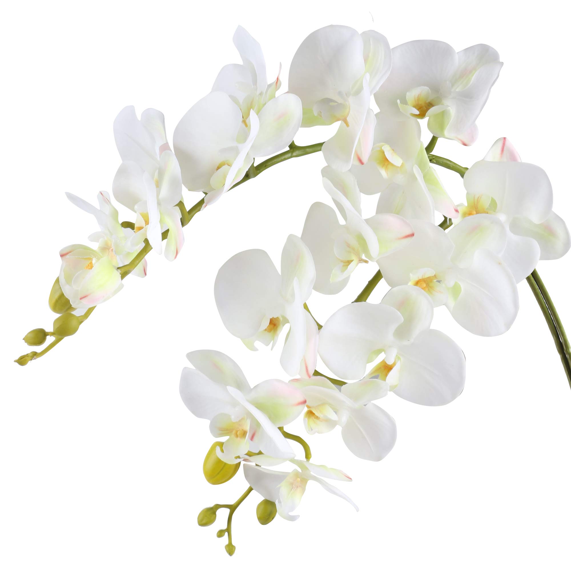 Famibay Artificial Orchid Flowers White Pack of 2 Real Touch Phalaenopsis Flowers Home Wedding Decoration