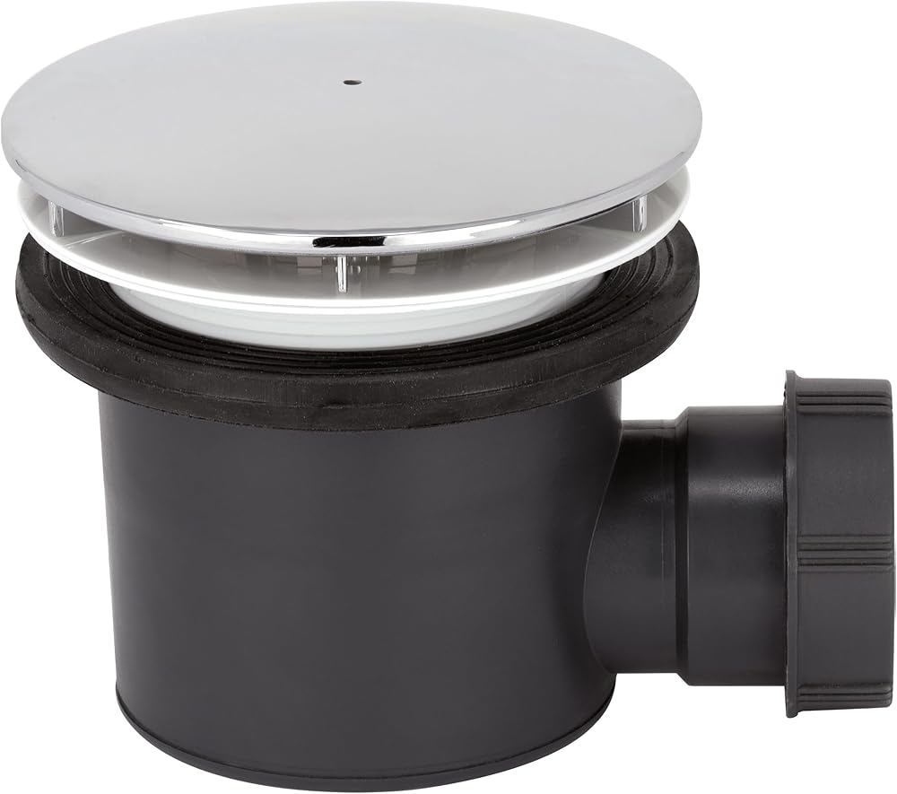 Wirquin Tourbillon 90mm Shower Waste ABS Chrome Dome D40 UK Horizontal