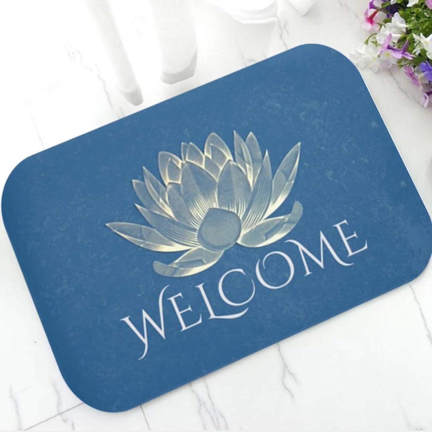 RQJOPE Alfombra de baño Felpudo Elegante Faux Gold Lotus Yoga Studio