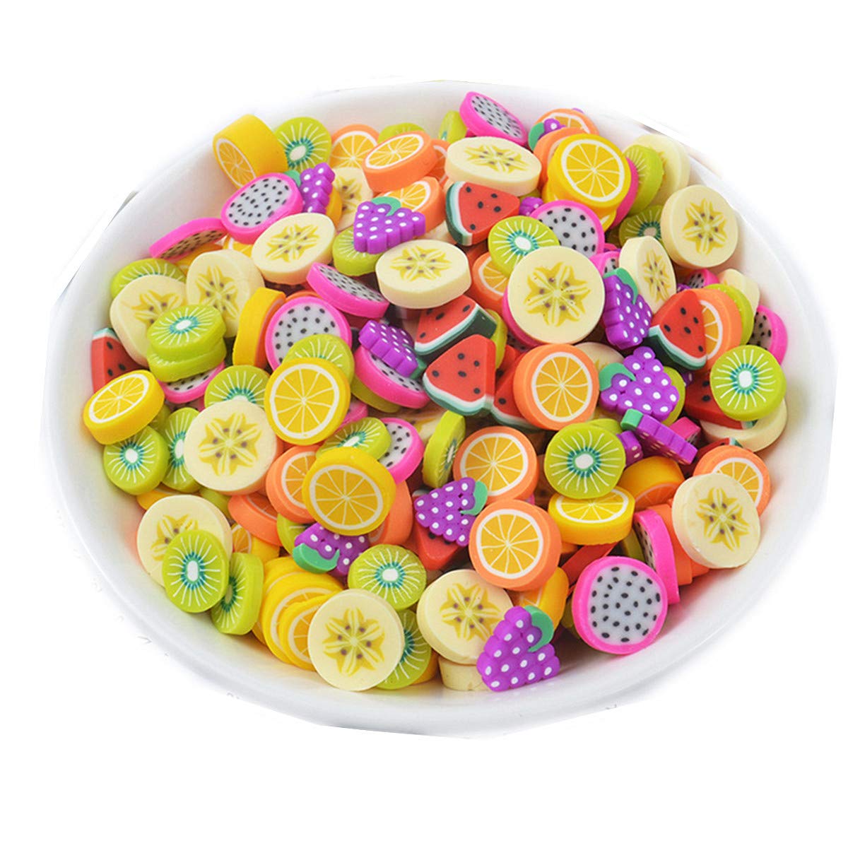 100 Pack Fruit Charms Resin Flatbacks Buttons Polymer Clay Beads for Miniature Fairy Garden Hair Accessories DIY Scrapbooking Phone Case Jewelry Making Home Decoration (Multi)