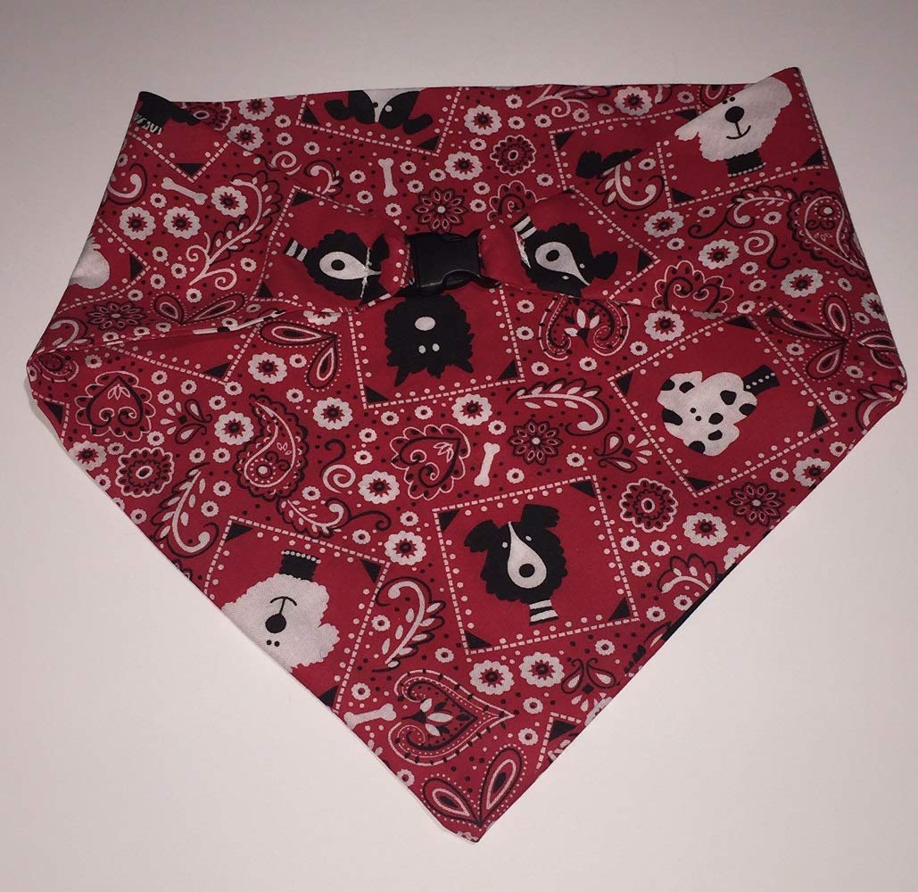 Dogs on Red Bandanna Dog Bandana (XXSmall) Handmade