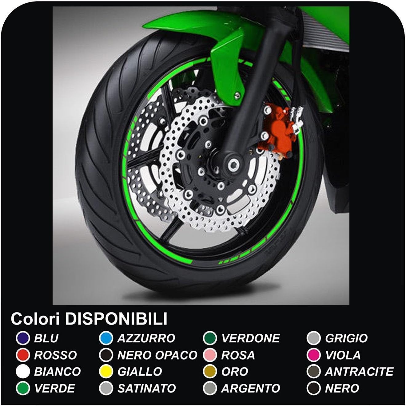 Adesivi Cerchioni Per Auto, Moto E Bici - Rosso Rifrangente, Set Per 2 Ruote, Vinile Resistente - Foto 10