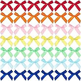 Mxxipp 70pcs Mini Ribbon Bows for Craft, Small Satin Ribbon Bow, Colorful Bowknot Sewing Accessories for Flowers Bakery Gift Wrapping Christmas Wedding Birthday Party Decoration- 7 Colors