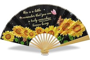 PRCOLUX Inspirational Gifts for Women Desk Decor Hand Fans Sunflower, Axolotl, Butterfly Gifts for Women Foldable on Christmas, Graduation Birthday Accessory