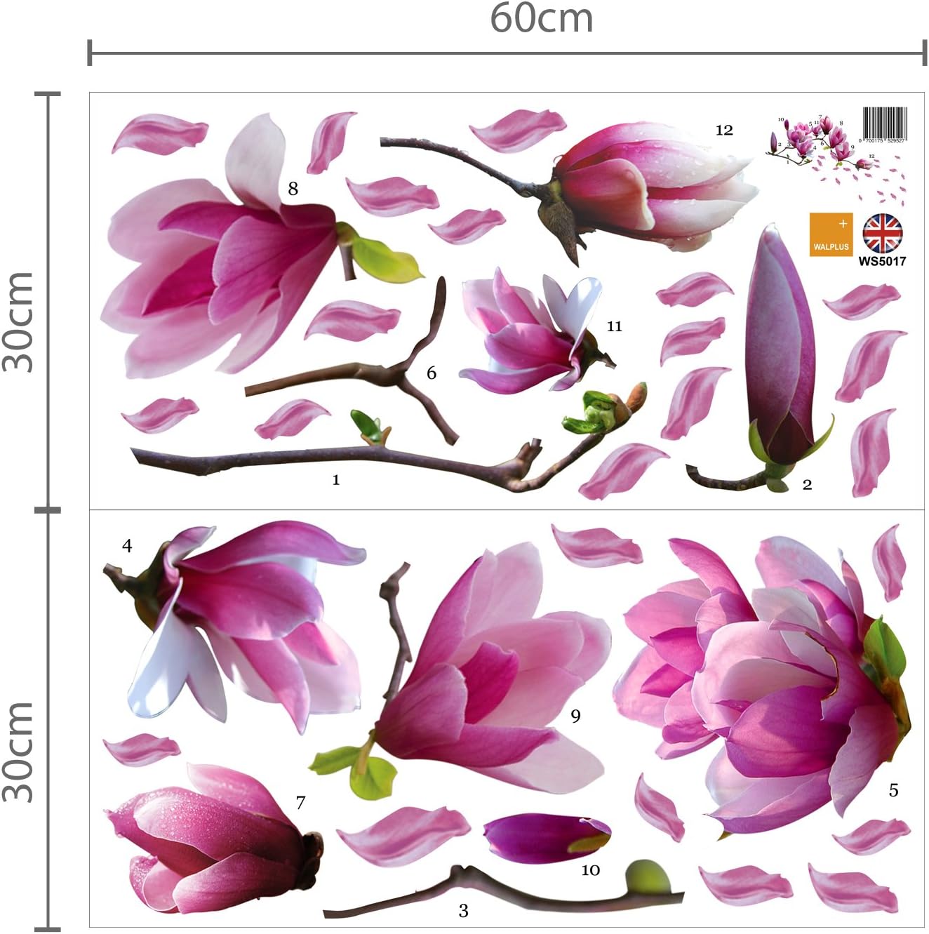 Huge Magnolia Flowers Mural Art Decal Wall Stickers- Removable and Repositionable - Living Room Deluxe Decal - Image 5