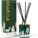 Christmas Reed Diffuser Set, Fireside Juniper & Balsam Scented, 6 Diffuser Sticks with Christmas Bottle Design, Home Decor Bedroom Living Room Office (Fireside Juniper & Balsam 4oz)