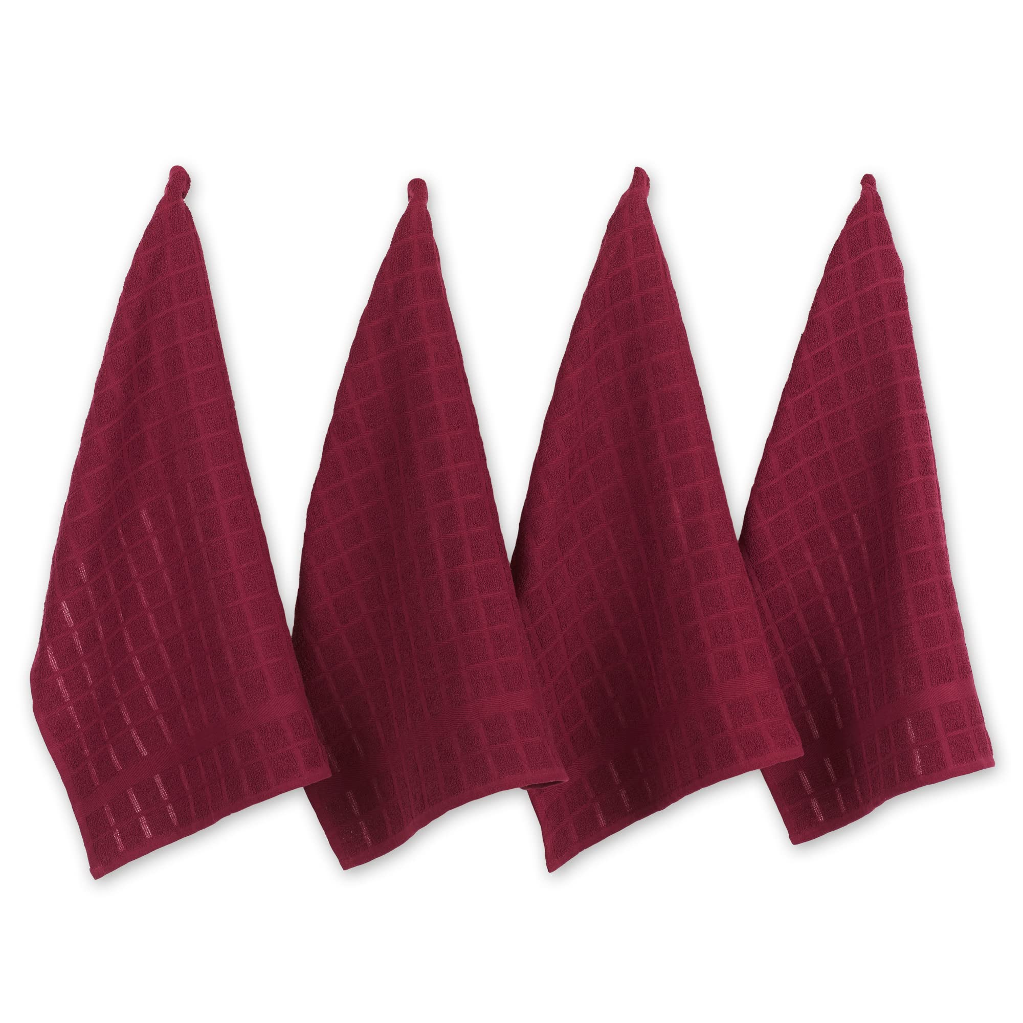 DII Windowpane Dishtowel Set, Cotton, Wine Solid, 16x26 — image 1
