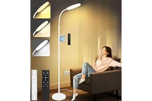 LanSuper Light Therapy Lamp, 10000 Lux UV-Free Happy Therapy Lamp, Full Spectrum Sunlight Lamp with Remote Control, Light Therapy Floor Lamp with 10 Color Temperature & 6 Brightness & Timer-White