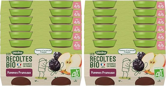 Bledina Les Recoltes Bio Petits Pots Bebe Bio Des 4 6 Mois Pommes Pruneaux 2x130g Packx12 Amazon Fr Epicerie