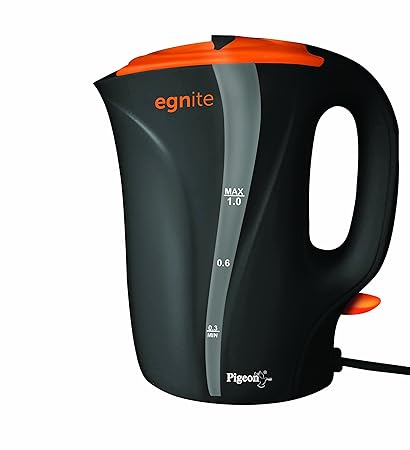 Pigeon By Stovekraft Egnite EG1000 1-Litre Electric Kettle (Black/Orange)