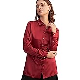 LilySilk Silk Shirts for Women Basic Formal Office Vintage Long Sleeve Pearl Button Down Silk Blouse Tops for Ladies