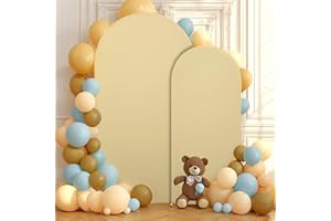 PARTISKY Khaki Arch Backdrop Covers - 7.2FT, 6FT Spandex Fitted Wedding Arch Stand Covers Round Top Chiara Arch Backdrop Cover for Wedding Birthday Party Decoration