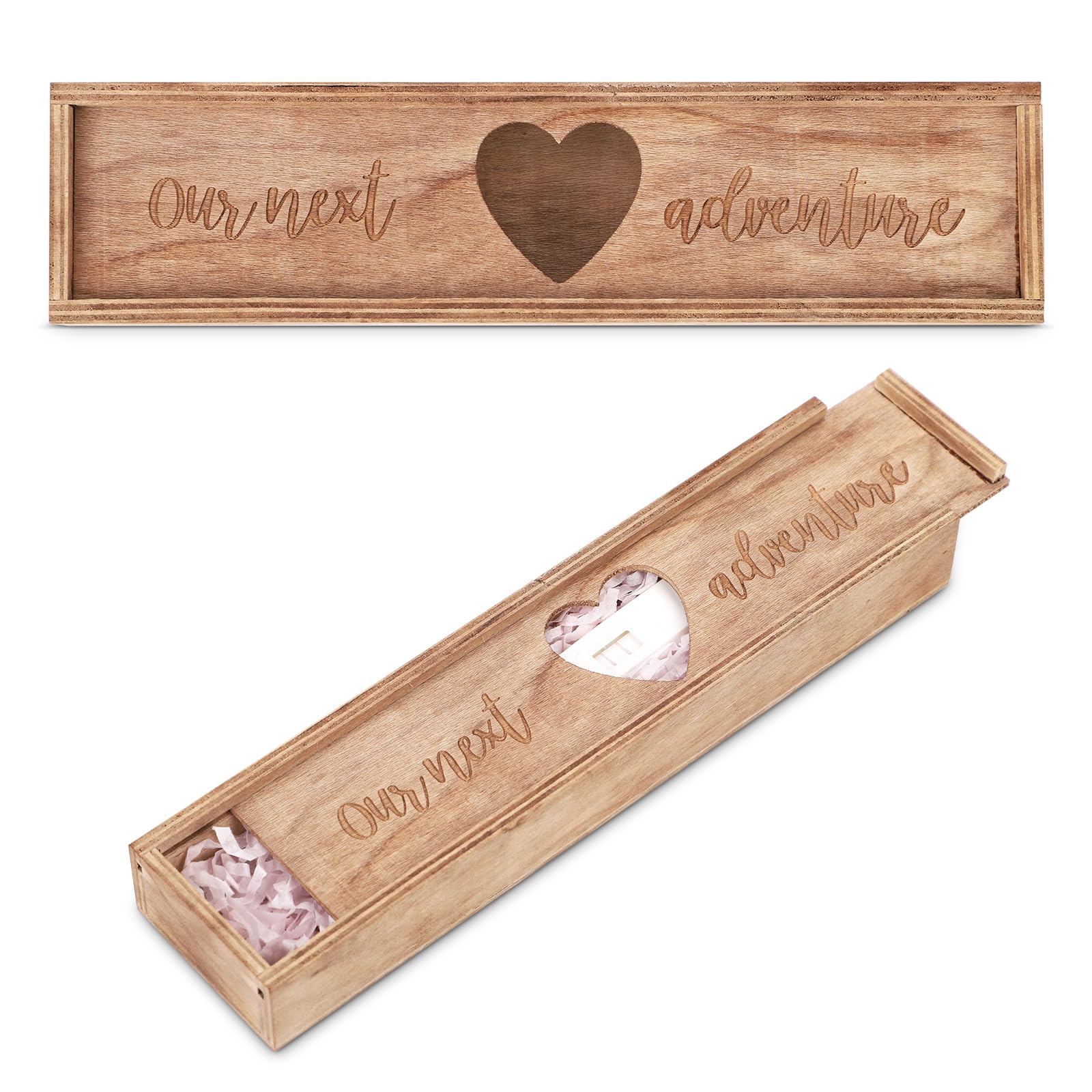 Lasuroa Pregnancy Test Keepsake Box - Wooden Baby Reveal Souvenir Collection for Husband, Father, Grandparents (Brown)