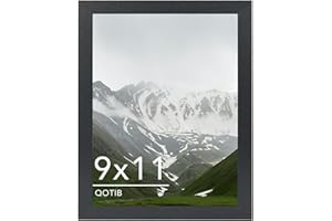 QOTIB 9x11 Picture Frame Black for Wall Mounting or Tabletop, Wood 9 x 11 Frame Photo Frame for Wall Hanging Horizontally or Vertically, Black, 1 Pack