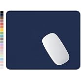 Hsurbtra Mouse Pad, Premium-Textured Square Mousepad 10.2 x 8.3 Inch, Stitched Edge Anti-Slip Waterproof Rubber Pretty Cute Computer Mat for Office Gaming Laptop Women Kids Navy Blue